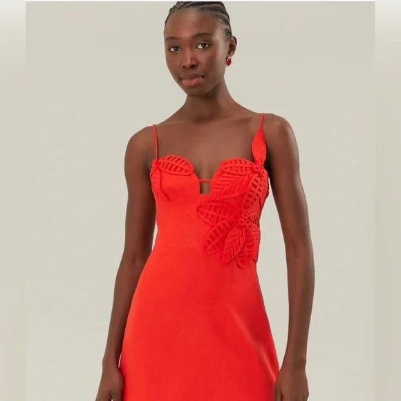 NWT FARMRIO Red 3d Flower Bodice Mini Dress Size XL. - Picture 2 of 9